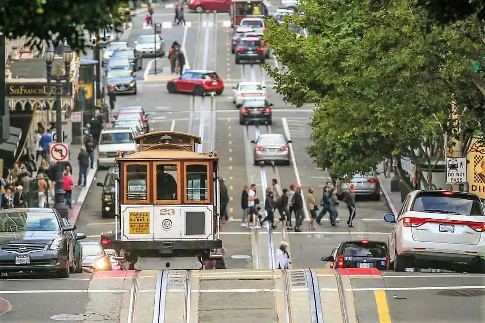 Trolley in traffic