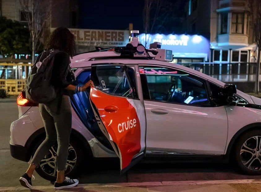 Cruise robotaxi at night