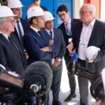 macron in crolles_1 | TechSplicit Emmanuel Macron, President of France (in the center) listens to Jean-Marc Chery, STMicroelectronics CEO talks. Thierry Breton, EU Commissioner for Internal Market stands next to Macron.