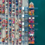 supply chain at the port | TechSplicit Aerial view container ship in port at container terminal port