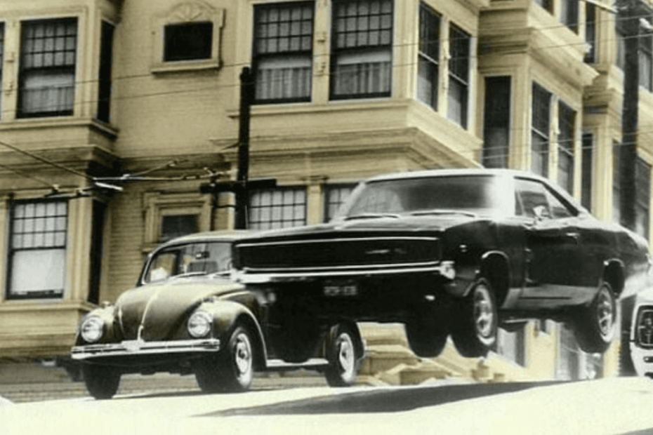 Airborne car in San Francisco