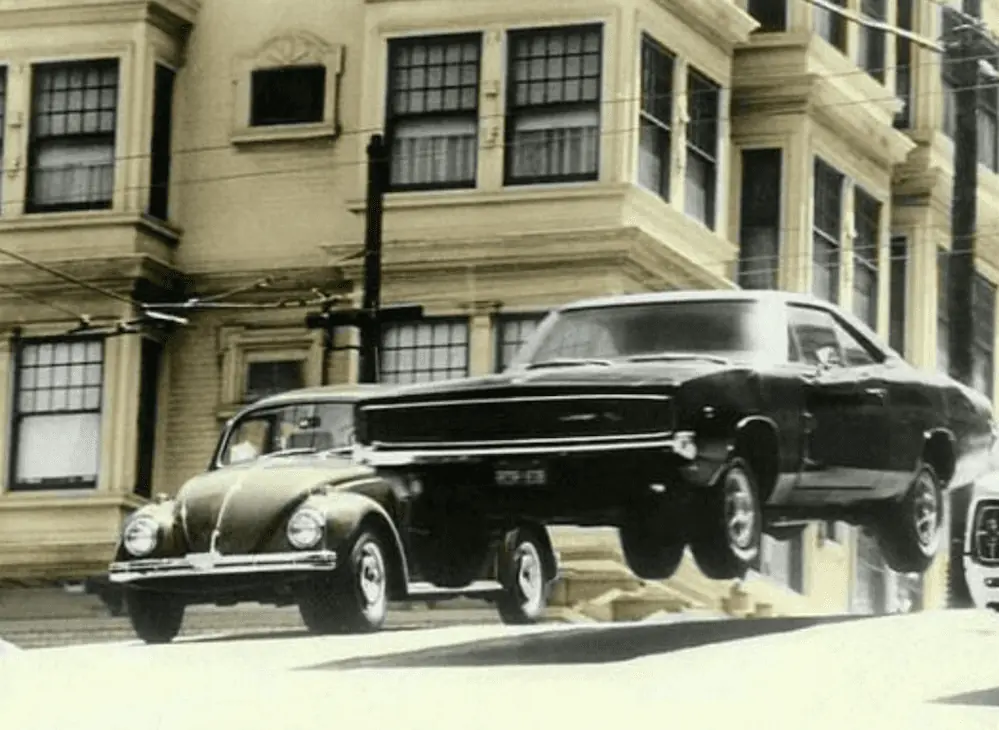 Airborne car in San Francisco