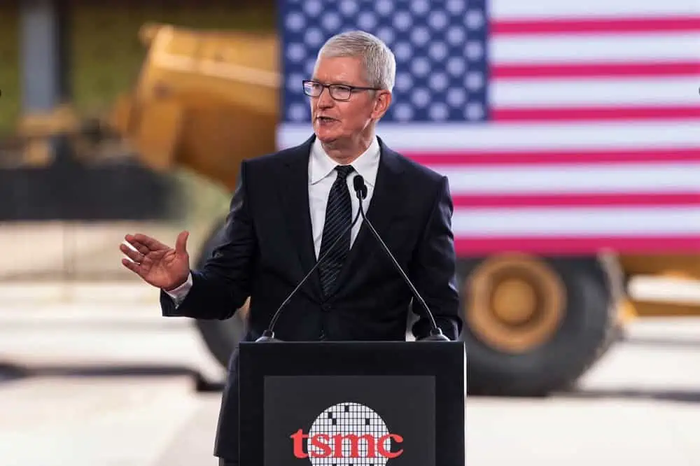 Apple CEO Tim Cook at the opening ceremony of TSMC's Arizona fabs. (Source: Apple)