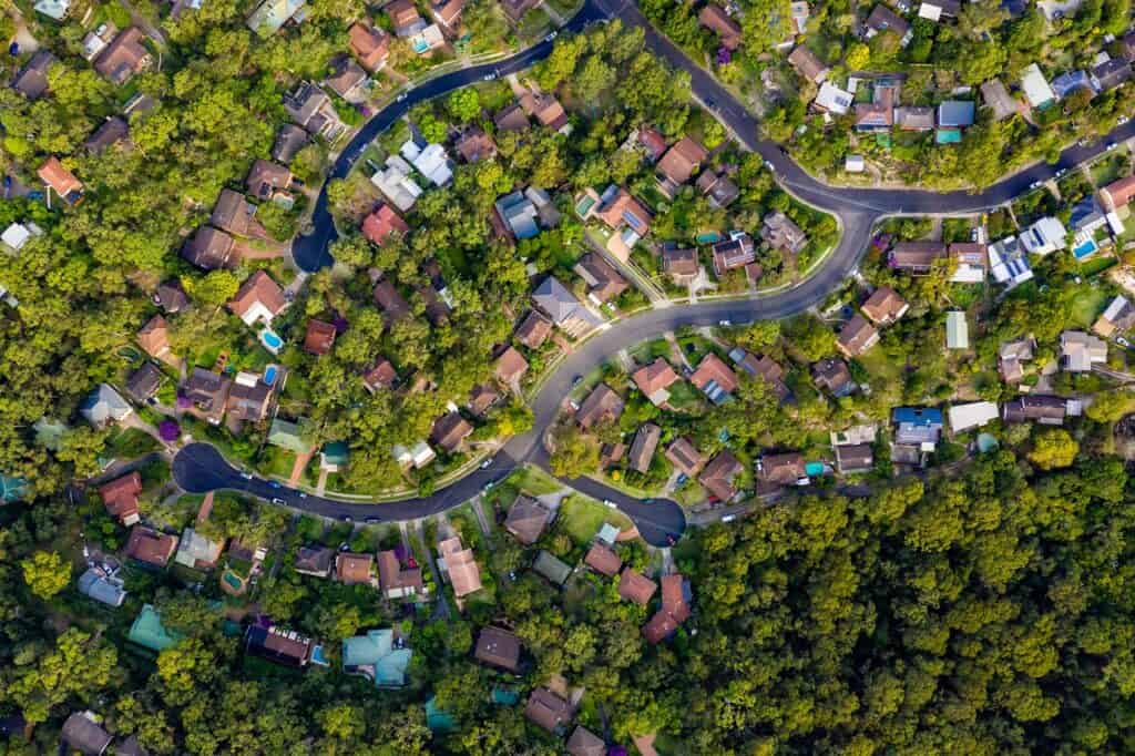 Sydney Suburb overhead perspective roof tops | TechSplicit